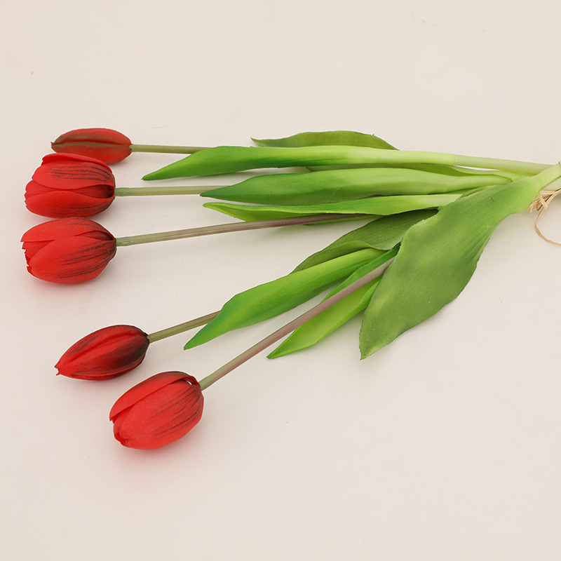 Mini Soft Plastic Tulip Pu Tulip Home Model Room Decoration Factory Artificial Flower Moisturizing Feel Tulip