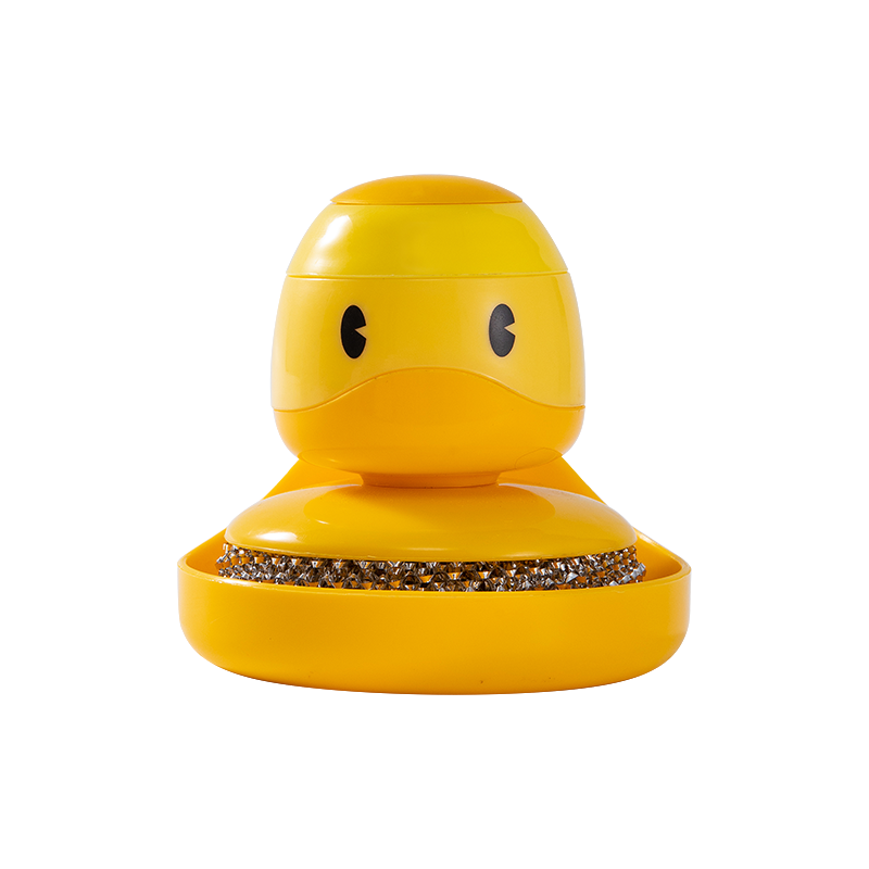 Small Yellow Duck Dish Brush Liquid Kitchen Household Dishwashing Cleaning Ball Brush Steel Wire Ball Cup Brush Cute Duck Fabulous Pot Cleaning Tool
