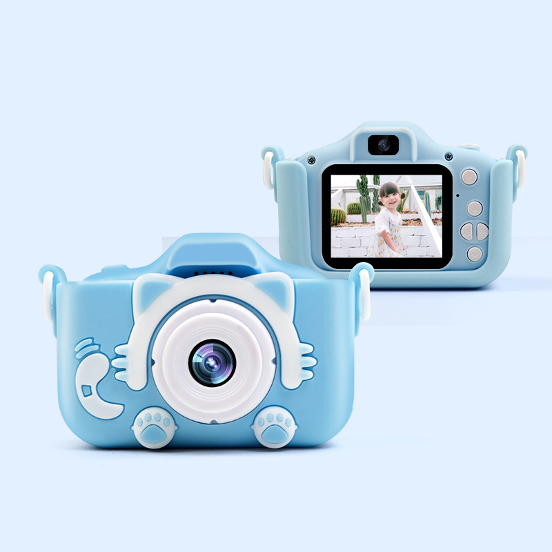 Factory Wholesale New Cartoon Children's Digital Camera Can Take Photos Front and Rear Double Lens Drop-Resistant Small Slr Baby Shot