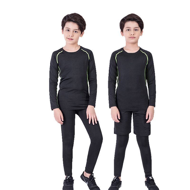 Spring and Summer Fleece-Lined Children's Tights Training Wear Men's and Women's Workout Clothes Running Shirt Basketball Shorts Sports Suit Soccer Uniform