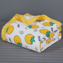 A类儿童浴巾6层纱布婴儿盖毯宽包边卡通印花泡泡棉新生幼儿园毯子