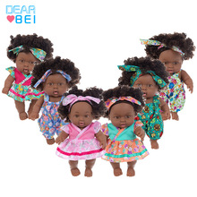 仿真娃娃8寸非洲黑娃可爱公仔玩偶搪胶重生娃娃外贸儿童玩具批发