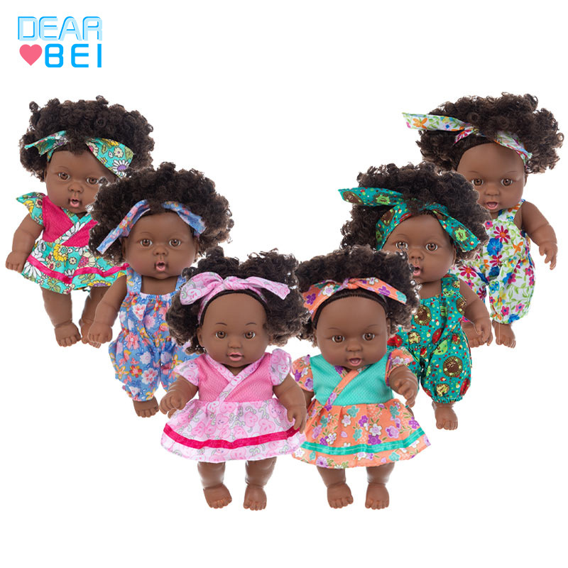 simulation doll 8-inch african black doll cute doll vinyl reborn doll foreign trade children‘s toy wholesale