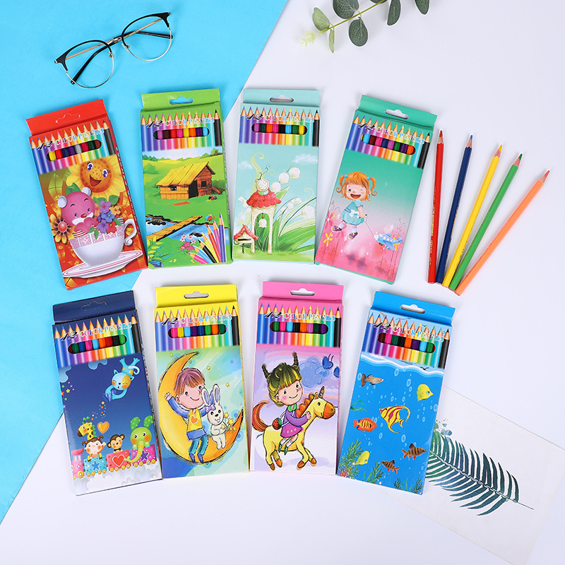 12色彩色铅笔可制logo儿童文具小礼品幼儿绘画幼儿园礼物批发