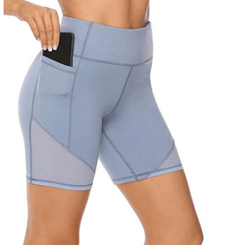 Solid Color Pocket Yoga Pants Cross-Border High-Waist Quick-Drying Yoga Shorts Sports Hip Breathable Workout Clothes