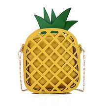 新款个性女包包菠萝包春夏撞色链条包单肩斜挎小包创意背包包