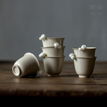 纯手工主人茶杯陶瓷品茗杯单杯中式复古泡茶茶具家用草木灰釉茶杯
