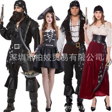 万圣节游戏服 男女情侣海盗杰克船长服装 出口欧美制服厂家直销