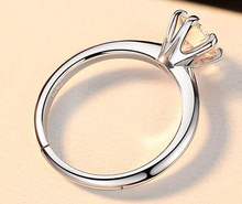六爪简约V型钻戒S925银轻熟风钻石戒指开口闭口女式订婚指环饰品