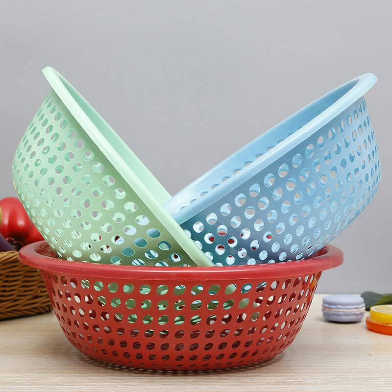 新料大眼洗菜兰子圆形塑料篮子水果篮菜篮厨房用洗米筛餐具淘米篮