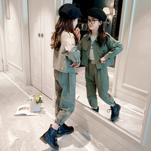 2020秋季新款女童套装秋装中大童韩版超洋气夹克衫工装长裤两件套