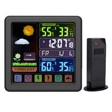 无线气象钟多功能彩屏触摸键创意时钟天气预报钟室内外温湿度计