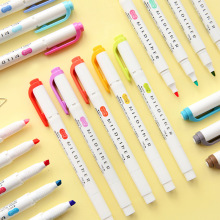 日本ZEBRA斑马荧光笔学生用淡色双头笔标记重点WKT7笔新色全套齐