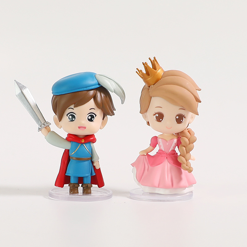 王子公主手办玩具玩偶pvc模型塑料摆件宝剑王子皇冠公主玩偶