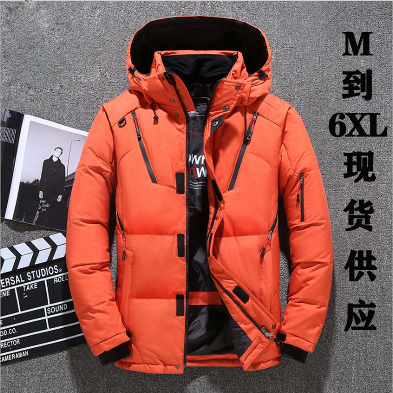 Cross-Border Men's Winter New Thickened Outdoor down Jacket Men's European and American Fashion Casual Men's Coat Printed Logo