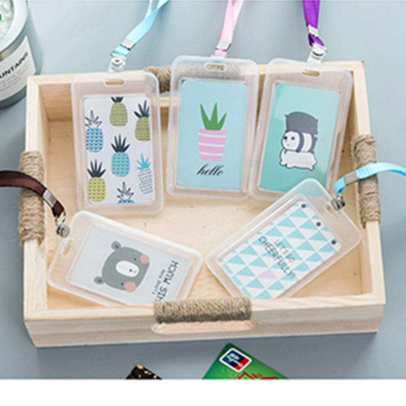 厂家直供糖果色学生卡套挂绳 上班族工作牌证件卡套 两元店货源