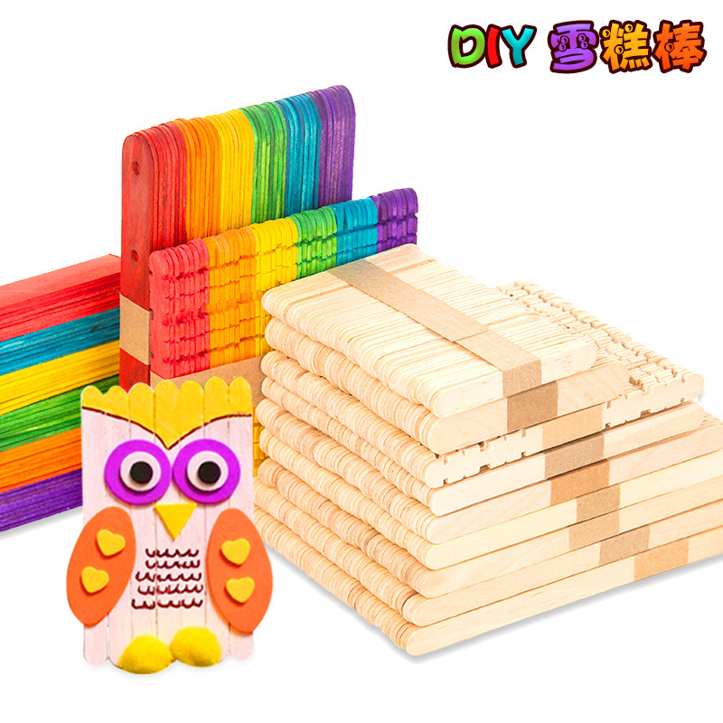 Bagged Primary Color Ice Cream Stick Color Ice Cream Stick Popsicle Stick Handmade Diy Splicing Toy Small Wooden Stick Wooden Stick