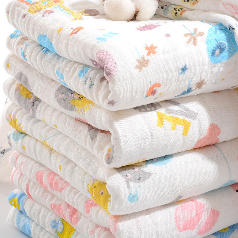 Wholesale Class a Seersucker Washed Cotton Wrinkle Thickening 12 Layers Gauze Blanket Newborn Baby Six-Layer Gauze Bath Towel