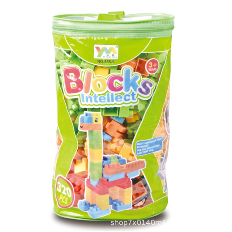 积木320pcs椭圆形手提袋包装儿童diy拼组装拼插多彩积木玩具-阿里巴巴