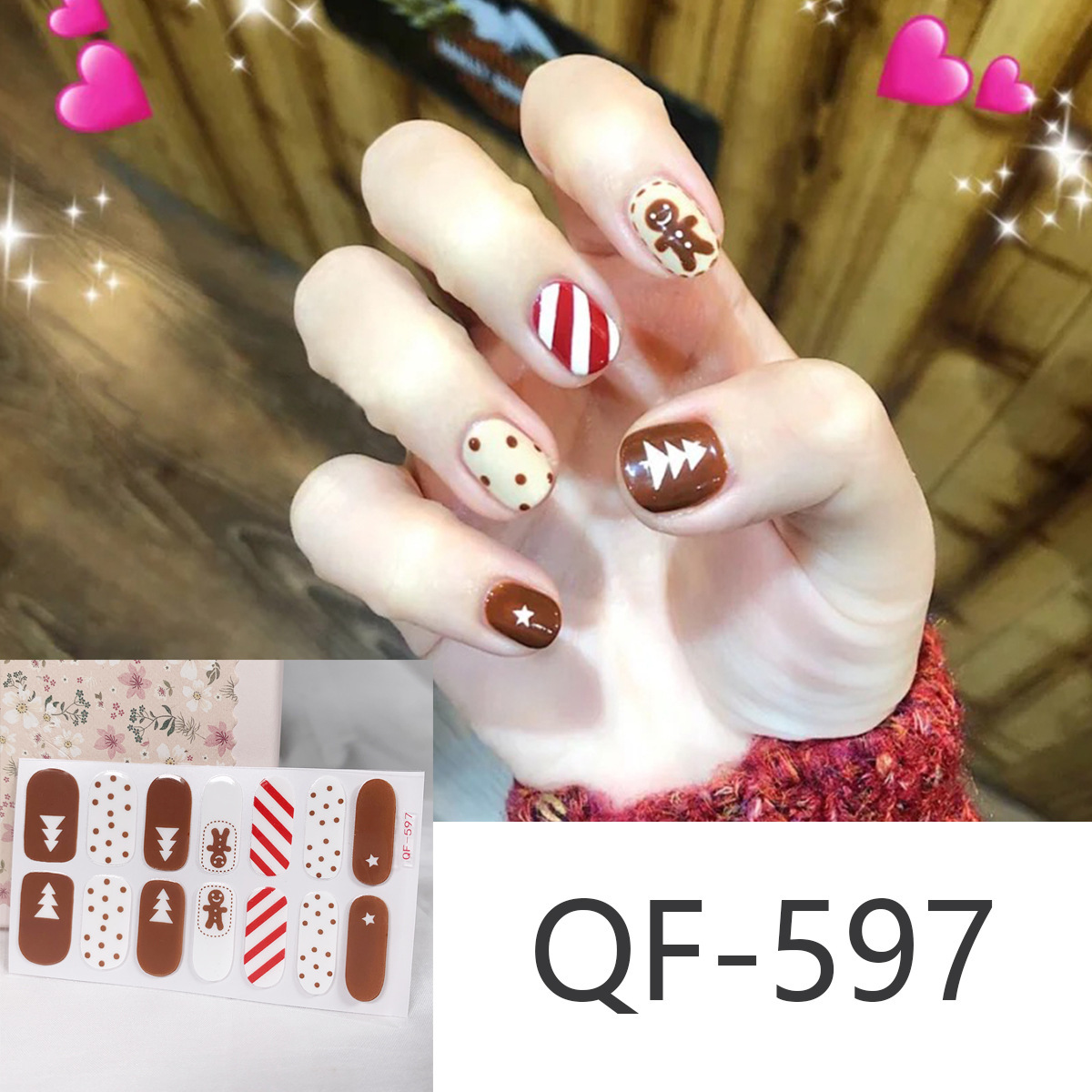 Autumn and Winter Christmas Nail Stickers Paper Girl Nail Sticker Waterproof Tearable Easy to Use Cheap Nail Stickers Wholesale
