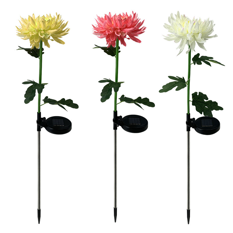 Cross-Border New Arrival Solar Chrysanthemum Lamp Outdoor LED Garden Lamp Artificial Flower Lawn Lamp Plug Floor Decorative Lamp