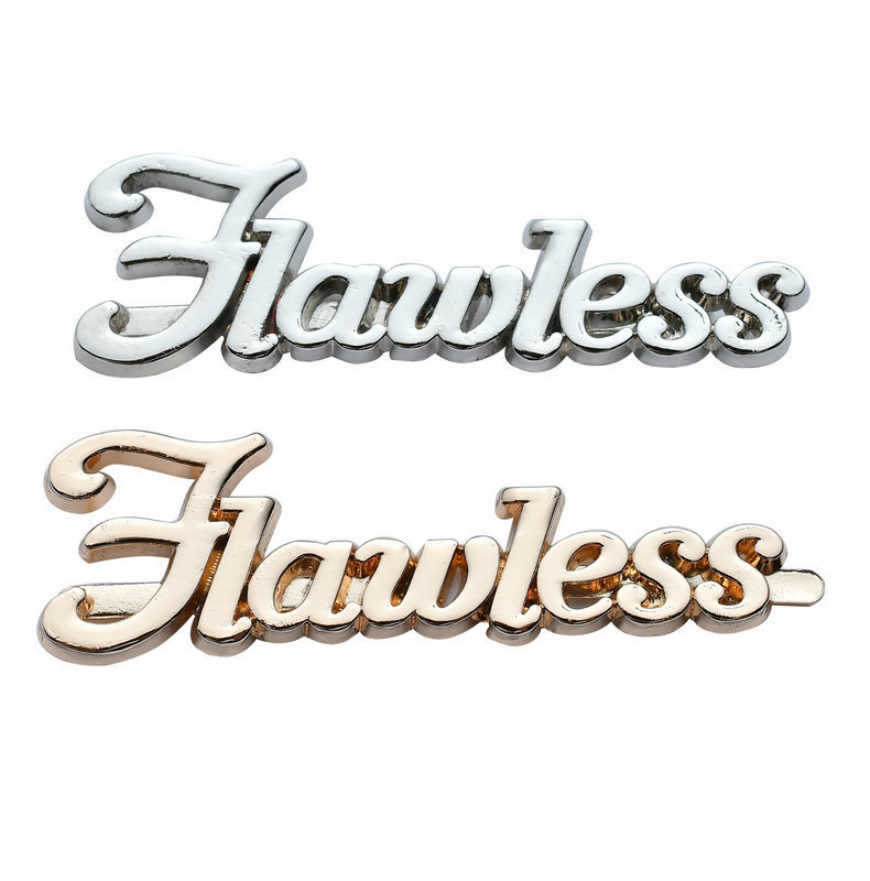 Customized Clothing Accessories Metal Pure Logo Hollow Letter Signs Electroplated Gold Sign Zinc Alloy Clothing Tag