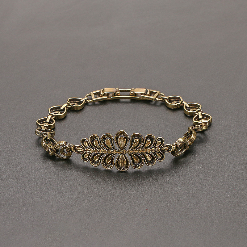 跨境货源创意朋克树叶古铜手链配饰潮人复古黄铜街头嘻哈个性饰品