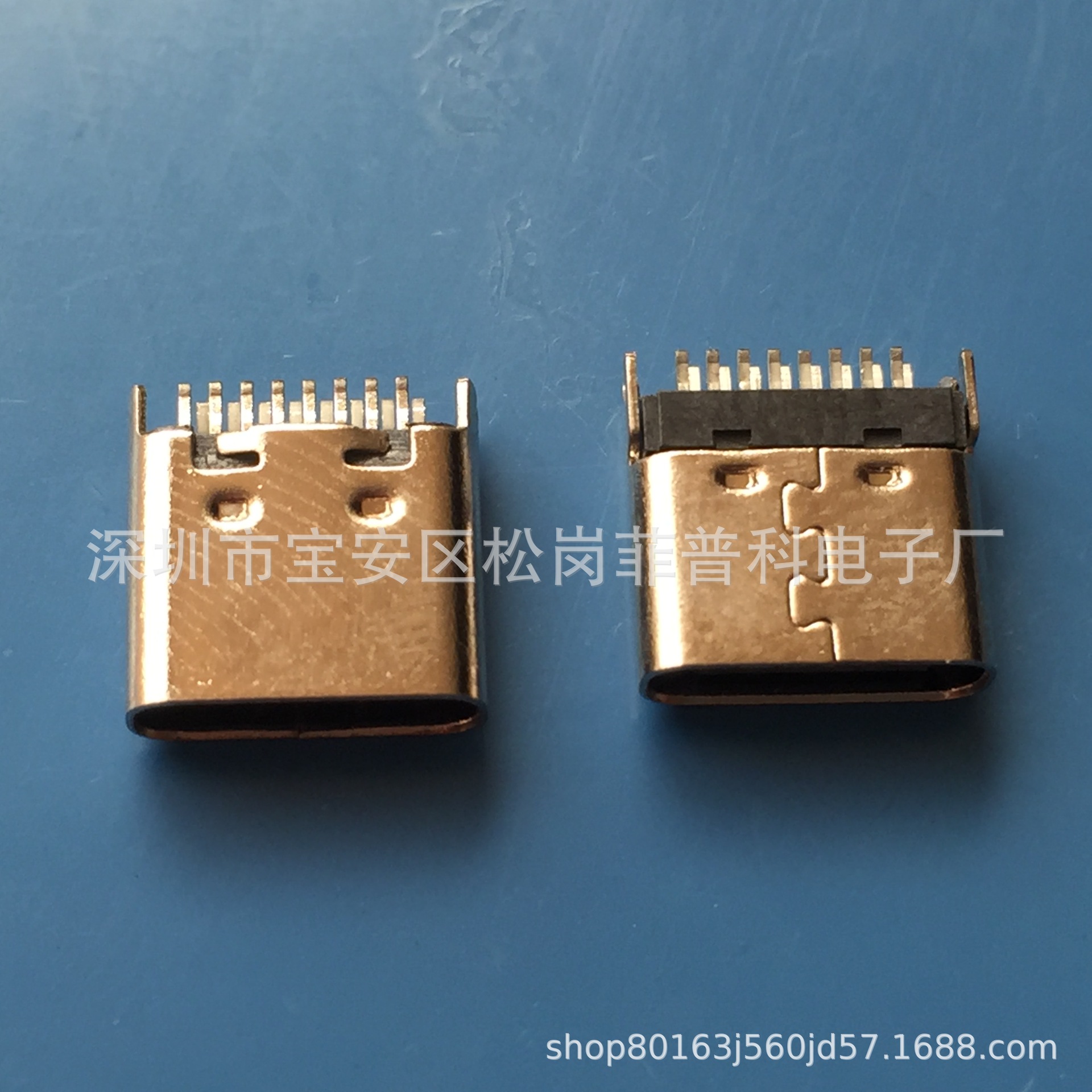 USB TYPE-C  16P母座 夹板式 短体6.5MM 鱼叉脚 短体夹板式