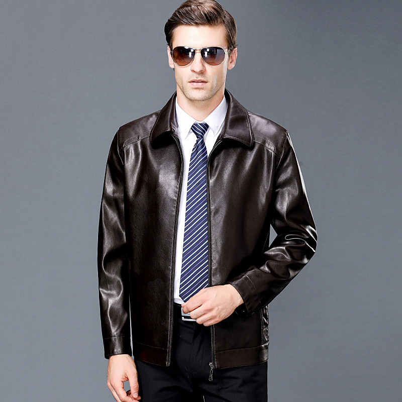 Luxury High-End New 2023 Men's Autumn and Winter Leather Coat Men's Lapel Sheepskin Leather Coat Fashion Casual Leather Jacket