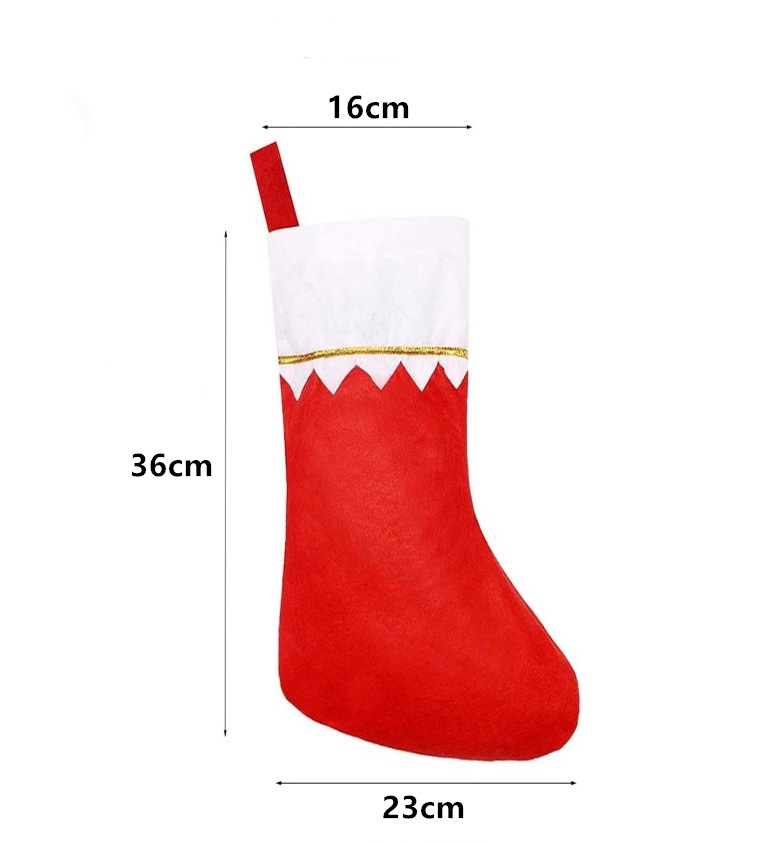 Christmas Stockings White Mouth Golden Edge Green Nylon Thread Christmas Stockings Non-Woven Light Board Socks 2024 Christmas Decorations