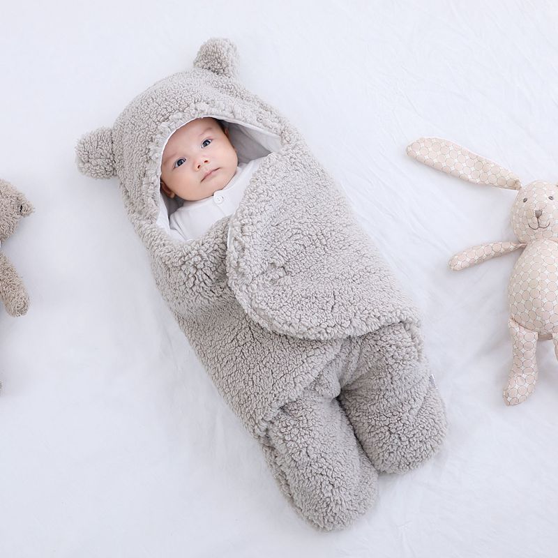 Baby's Newborn Autumn and Winter Thickened Newborn Swaddling Quilt Baby Sleeping Bag Anti-Startle Swaddling Baby Baby Products