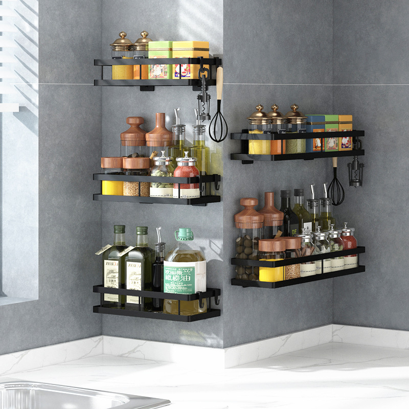304 stainless steel kitchen rack seasoning rack punch-free seasoning cruet shelf wall-mounted shelves