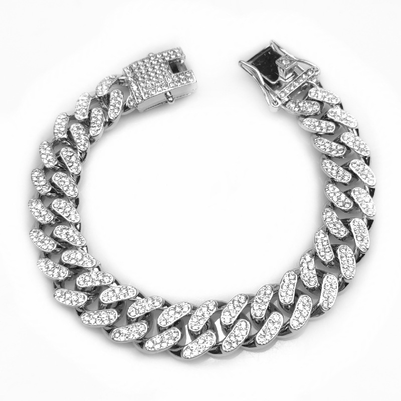 Necklace Bracelet Zinc Alloy Popular 13mm Wide Mass Rap Hip Hop Cuban Link Chain Daikin Chain Factory Direct Sales