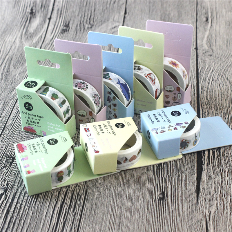 厂家直销和纸 胶带日本手帐DIY相册清新装饰贴画彩色动物卡通