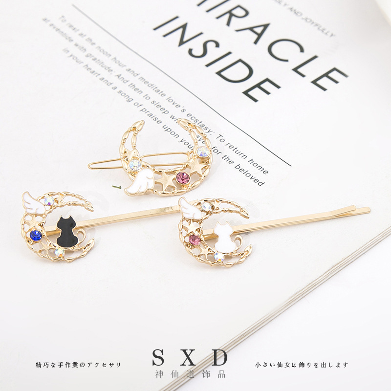 韩国烤漆头饰品简约可爱一字夹小清新星星发夹花朵刘海夹边夹顶夹