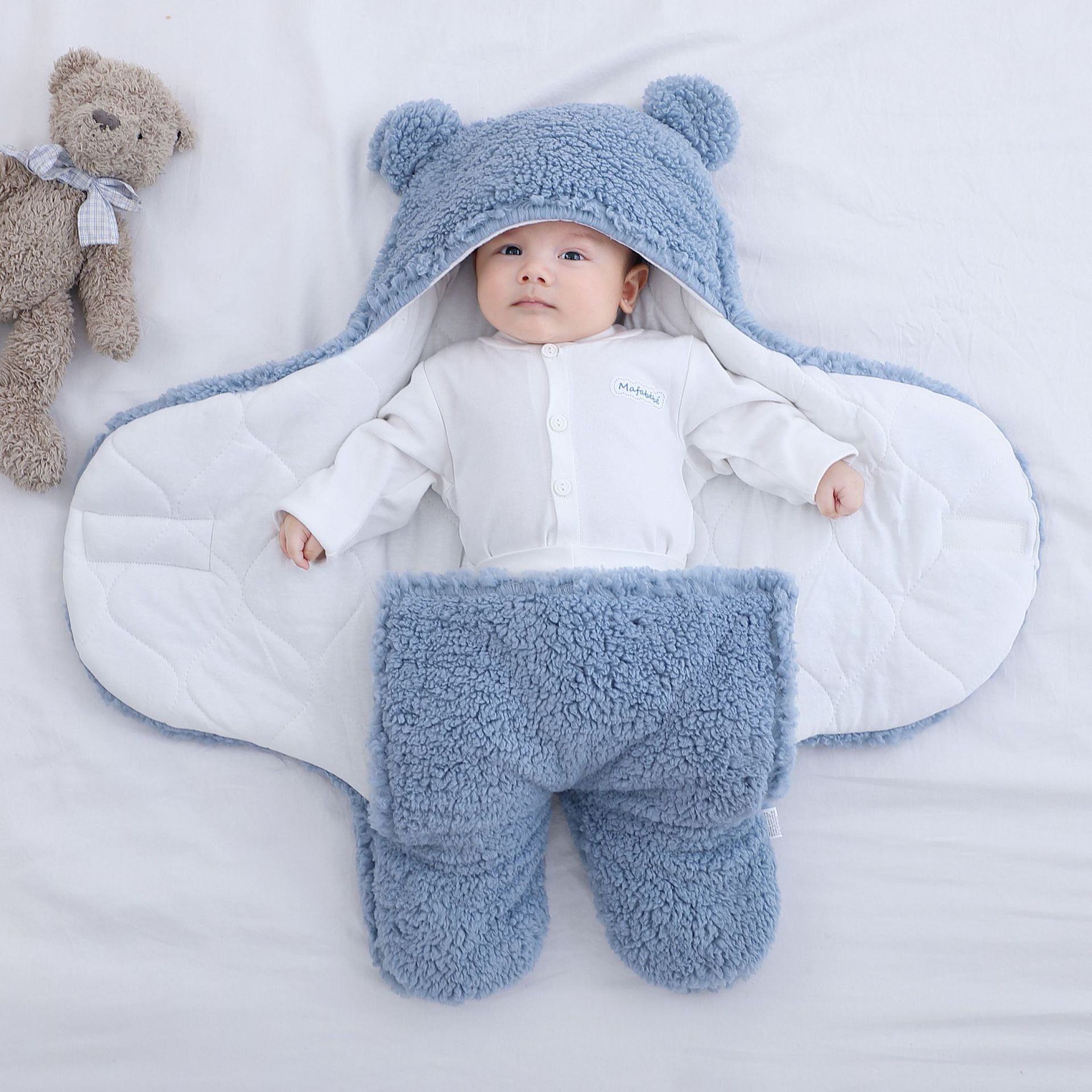 Baby's Newborn Autumn and Winter Thickened Newborn Swaddling Quilt Baby Sleeping Bag Anti-Startle Swaddling Baby Baby Products