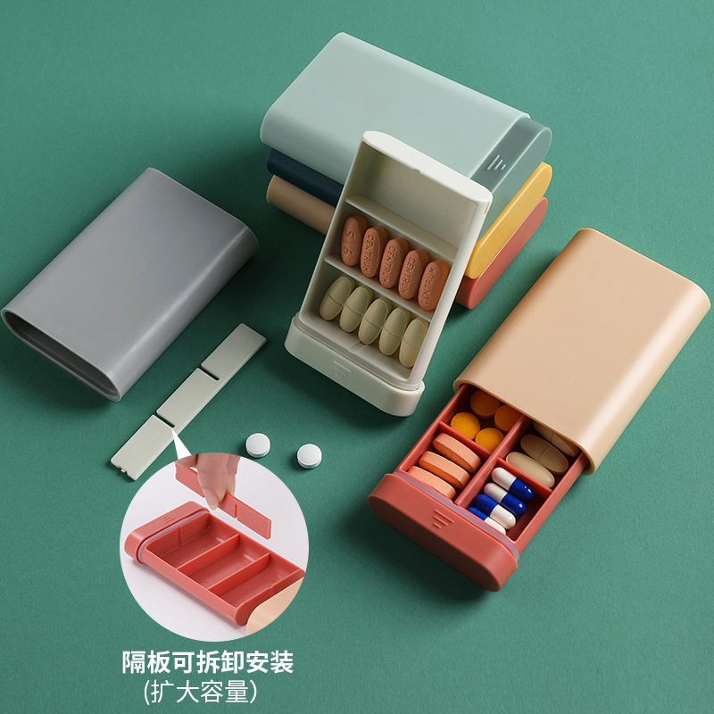 Portable Medicine Box Travel Medicine Compartment Box Random Sealed Storage Box 7-Day Sub-Packing Mini Compartment Sealed Box