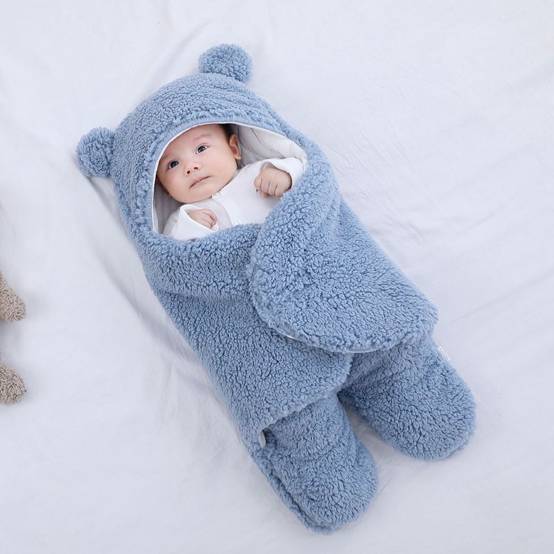 Baby's Newborn Autumn and Winter Thickened Newborn Swaddling Quilt Baby Sleeping Bag Anti-Startle Swaddling Baby Baby Products