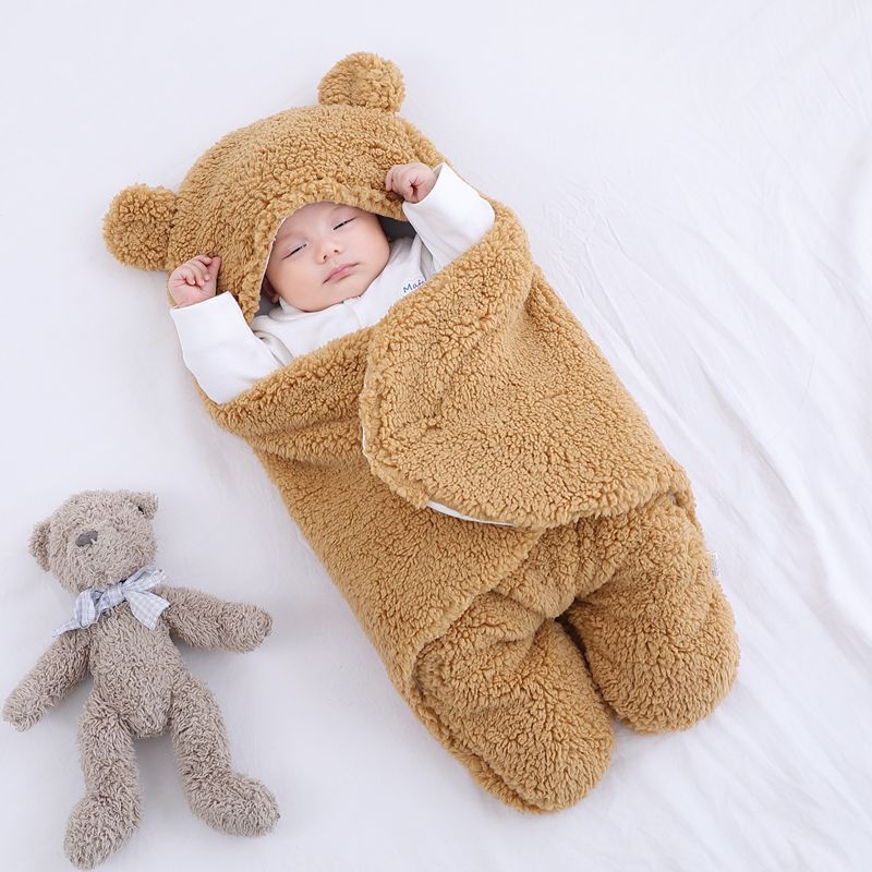 Baby's Newborn Autumn and Winter Thickened Newborn Swaddling Quilt Baby Sleeping Bag Anti-Startle Swaddling Baby Baby Products