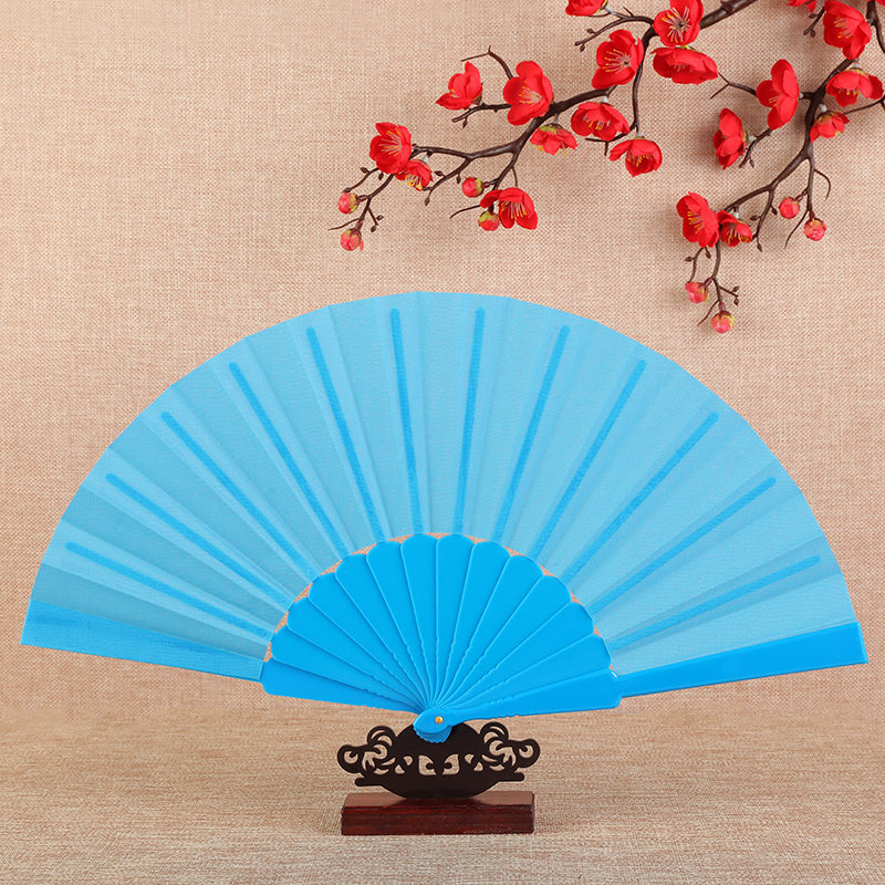 Plain Plastic Wedding Folding Fan Dance Fan Prop Fan Flat Plastic Fan Multi-Color Optional Bright Red