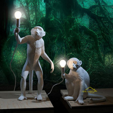 意大利猴子麻绳吊灯 服装店灯复古工业风动物树脂麻绳灯 北欧吊灯