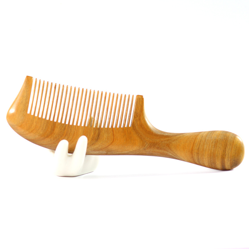 Source Manufacturer Guajacwood Whole Wood Green Sandalwood Comb Fine Tooth Long-Handled Comb Household Hairdressing Comb Massage Comb Wholesale