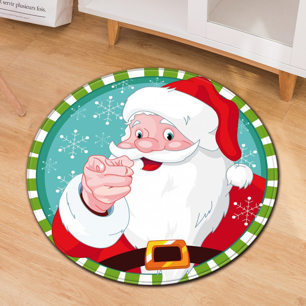 Cross-Border Christmas Festive Door Mat Household Non-Slip round Floor Mat Living Room Coffee Table Blanket Bedroom Bedside Blanket Decorative Floor Mat