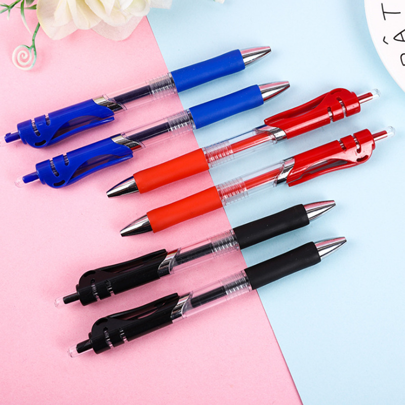 K35 Push Type Gel Pen Red Black Blue 0.5mm Bullet Signature Pen Shun Refill Office Ball Pen Factory Direct Sales