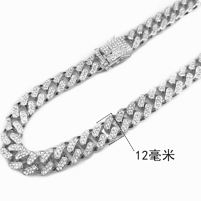 Necklace Bracelet Zinc Alloy Popular 13mm Wide Mass Rap Hip Hop Cuban Link Chain Daikin Chain Factory Direct Sales