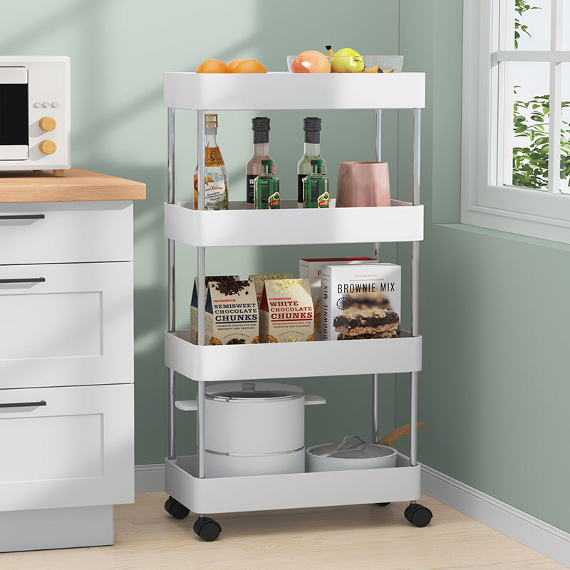 Movable Slit Frame Trolley with Wheels Layered Rack Kitchen Supplies Household Complete Collection Floor Gap Storage Rack