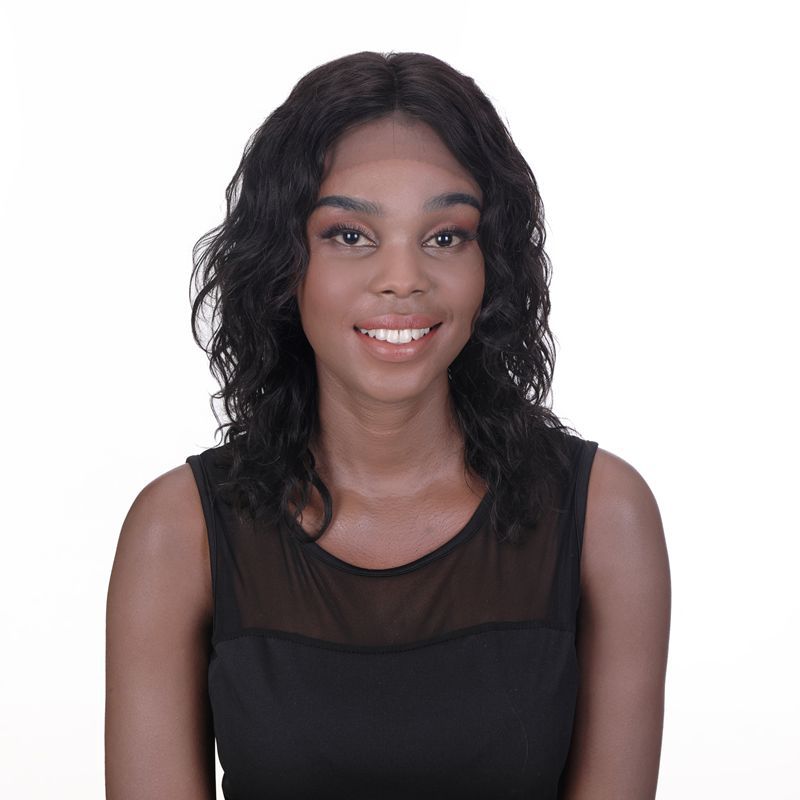 伊贝尔假发 欧美出口前蕾丝机制中长卷发 中分女卷发波浪型真人发