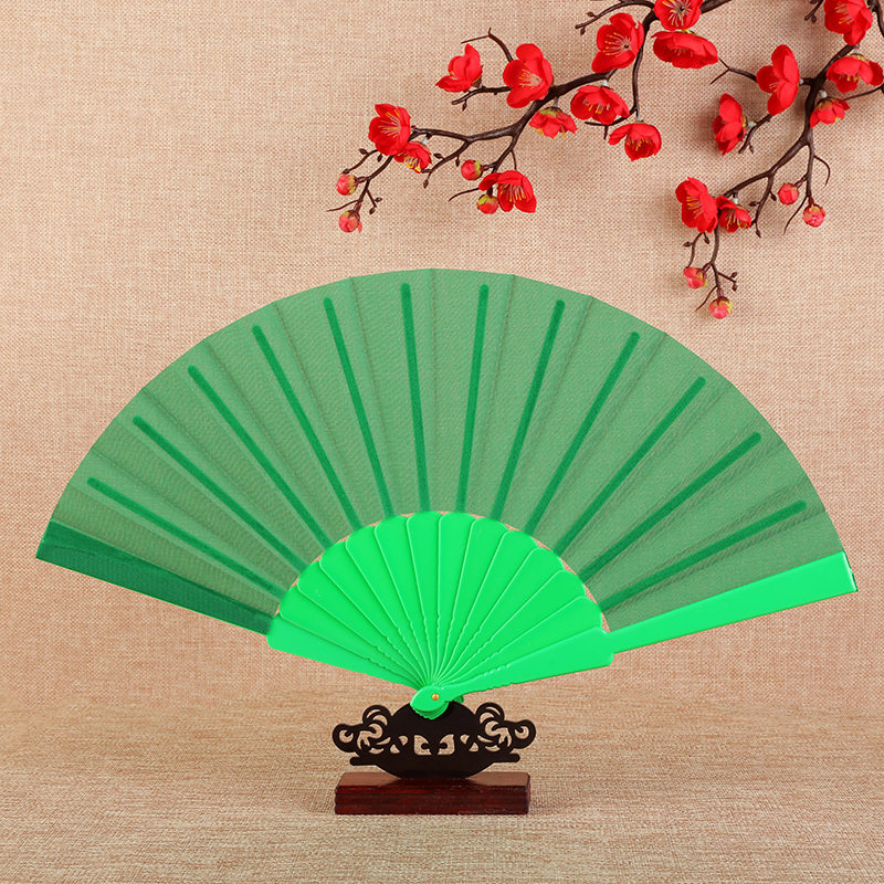 Plain Plastic Wedding Folding Fan Dance Fan Prop Fan Flat Plastic Fan Multi-Color Optional Bright Red