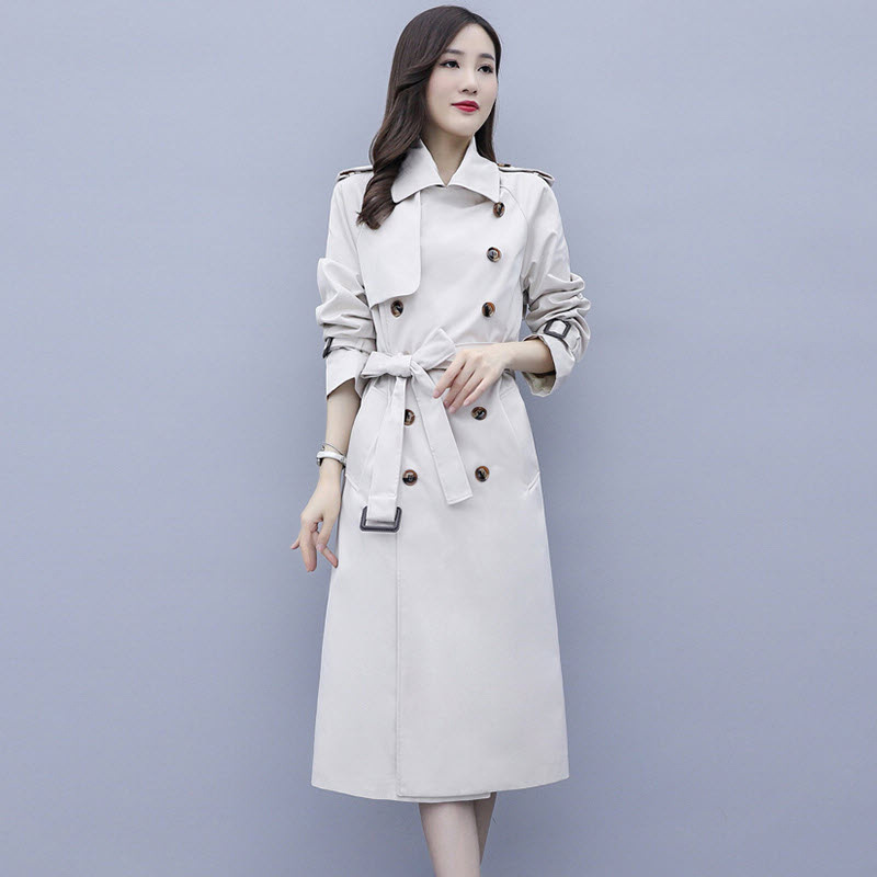 垂感风衣女长款修身显瘦过膝2023早秋新款时尚气质收腰英伦风外套