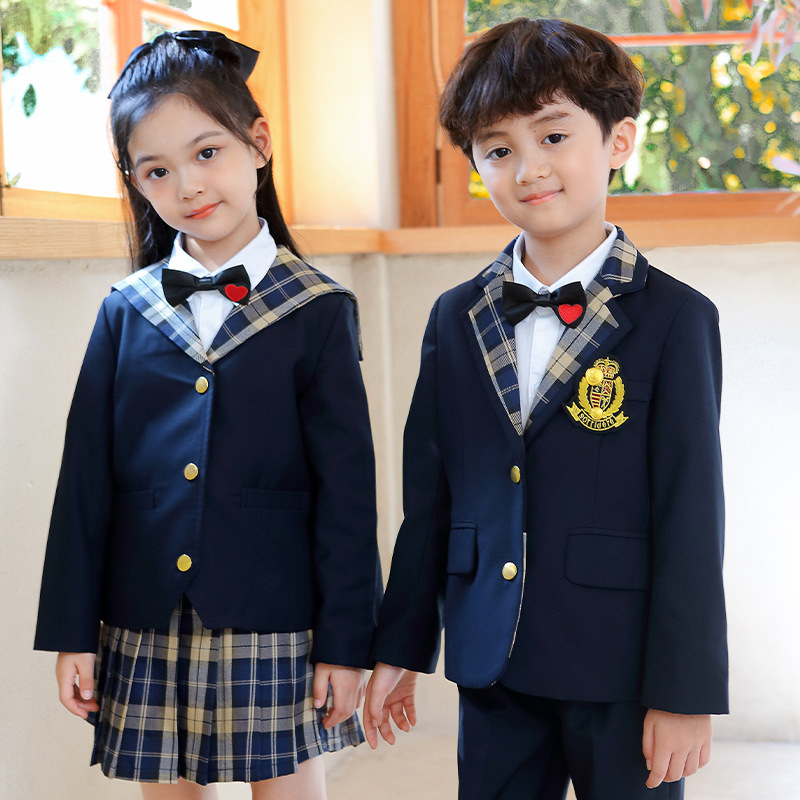 小学生校服套装中学生班服春秋装西服三件套英伦风礼服幼儿园园服